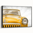 Black and white framed canvas of a vintage car in profile view, suitable for bedroom wall art.