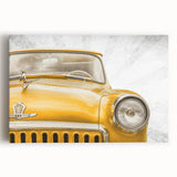 Black and white vintage car print on stretched canvas, ideal for kitchen wall art.