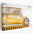 Side view of a classic car in muted sepia tones on stretched canvas, suitable for kitchen wall art.