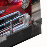 Mid-century modernist art featuring a collection of vintage cars in muted colors, ideal for dining room art.