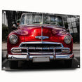 Acrylic print of a side view of a vintage car in sepia tones, suitable for bedroom or dining room decor.