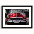 Extra large colorful abstract art print featuring textured vintage cars on a black framed canvas.