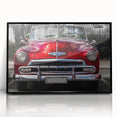 Framed acrylic print of a vintage car in grayscale, ideal for mid-century modernist decor.