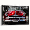 Black and white framed canvas of a vintage car in profile, ideal for bedroom wall art with a classic touch.