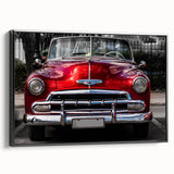 Black and white framed canvas of a vintage car in profile, ideal for bedroom wall art with a classic touch.
