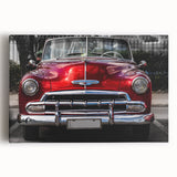 Black and white vintage car print on stretched canvas, ideal for kitchen wall art.