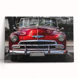Black and white vintage car image on large stretched canvas, ideal for kitchen wall art or bedroom decor.