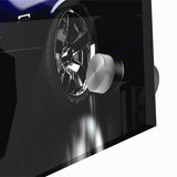 Mid-century modernist art of vintage cars in muted earth tones on acrylic, ideal for dining room art.