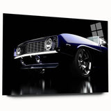 Side view of a vintage car in sepia tones on acrylic glass, suitable for bedroom or dining room art.