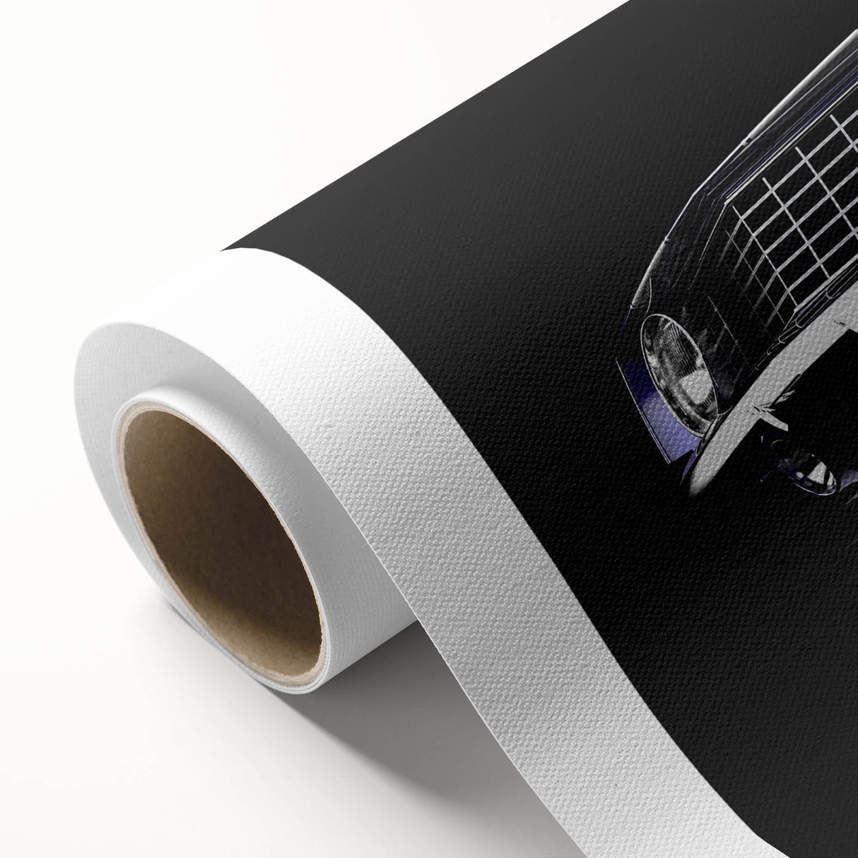 Art deco poster of vintage cars in muted colors on rolled canvas, ideal for nursery wall art.