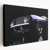 Vintage car depicted in muted sepia tones on a stretched canvas, suitable for kitchen wall art.