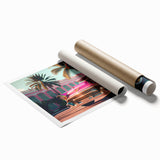 Vintage car illustration in muted sepia tones on rolled canvas, suitable for classy bathroom wall art.