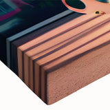 Black and white vintage car print on stretched canvas, featuring classic landscape art, suitable for bedroom wall decor.