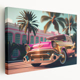 Side view of a vintage car in sepia tones on a stretched canvas, suitable for kitchen wall art.