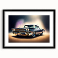 Extra large abstract art print featuring colorful vintage cars on textured canvas, ideal for living room decor.