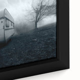 Extra large framed canvas depicting a textured, colorful caravan, ideal for living room decor.
