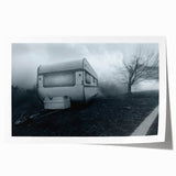 Rolled print of a caravan in soft pastel shades, suitable as art wall dining room decor.