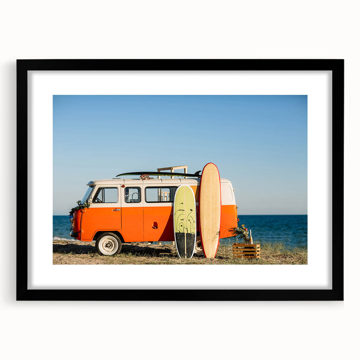 Abstract art print featuring a colorful, textured caravan design on extra large framed canvas, ideal for living room decor.