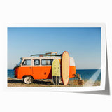 Rolled print of a caravan in muted earth tones, ideal for art wall dining room or classy bathroom wall art.