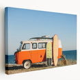 Canvas print of a vintage caravan in muted earth tones, suitable for kitchen wall art.