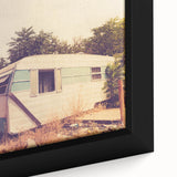 Black wall art featuring a textured, colorful caravan design on a large framed canvas, ideal for living room decor.