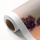 Art deco style caravan illustration in pastel colors on rolled canvas, suitable for nursery wall art.