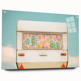 Side view of a caravan depicted in muted earth tones on acrylic glass, suitable for dining room decor.