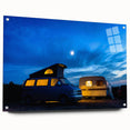 Acrylic print of a colorful abstract caravan design, ideal for bedroom or dining room decor.