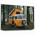 Side view of a caravan depicted in muted earth tones on acrylic glass, suitable for bedroom or dining room decor.