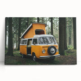 Black and white stretched canvas of a caravan in a minimalist style, suitable as kitchen wall art or for bedroom decor.