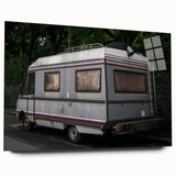 Side view of a large abstract caravan design in muted earth tones on acrylic glass, suitable for bedroom or dining room art.