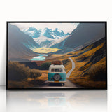 Large abstract wall art featuring a caravan in black and white tones, framed in acrylic, suitable for modern art wall decor.