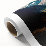 Art deco style poster of a vintage caravan in muted pastel colors on rolled canvas, ideal for nursery wall art.