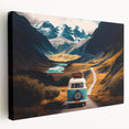 Caravan in desert landscape on a large stretched canvas, with earthy tones, ideal for kitchen wall art.