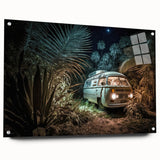 Side view of a caravan depicted in vibrant colors on acrylic glass, suitable for bedroom or dining room decor.