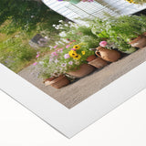 Art deco poster featuring a stylized vintage caravan in muted earth tones on rolled canvas, suitable for dining room decor.