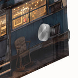 Mid-century modernist acrylic print featuring a large abstract design in neutral tones, ideal for dining room art.