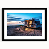 Abstract art print featuring a colorful, textured caravan design on extra-large framed canvas, ideal for living room decor.