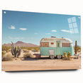 Side view of a caravan depicted in muted earth tones on acrylic glass, suitable for bedroom or dining room decor.