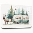 Side view of a caravan depicted in muted earth tones on acrylic glass, suitable for bedroom or dining room decor.