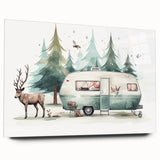 Side view of a caravan in muted earth tones on acrylic glass, suitable as large abstract bedroom or dining room art.