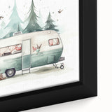 Extra large black wall art featuring a colorful, textured caravan design on a framed canvas, ideal for living room decor.