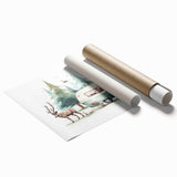 Extra large rolled print featuring a vintage caravan in muted earth tones, ideal for classy bathroom wall art.