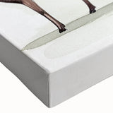 Black and white landscape art painting on stretched canvas depicting a caravan, ideal for bedroom wall art.