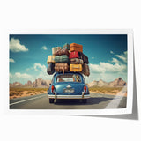 Rolled print of a caravan scene in soft beige and white tones, suitable as art wall dining room decor.