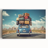 Black and white stretched canvas featuring a vintage caravan, ideal for kitchen wall art.