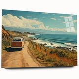 Side view of a caravan depicted in muted earth tones on acrylic glass, suitable for bedroom or dining room decor.