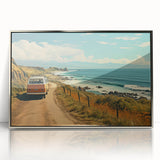 Art deco poster featuring a caravan in silver and gray tones on a framed acrylic, ideal for modern nursery wall decor.