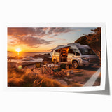 Rolled print of a vintage caravan in muted earth tones, ideal for art wall dining room or classy bathroom.