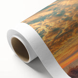 Art deco poster of a stylized caravan in soft pastel colors on rolled canvas, ideal for nursery wall art.